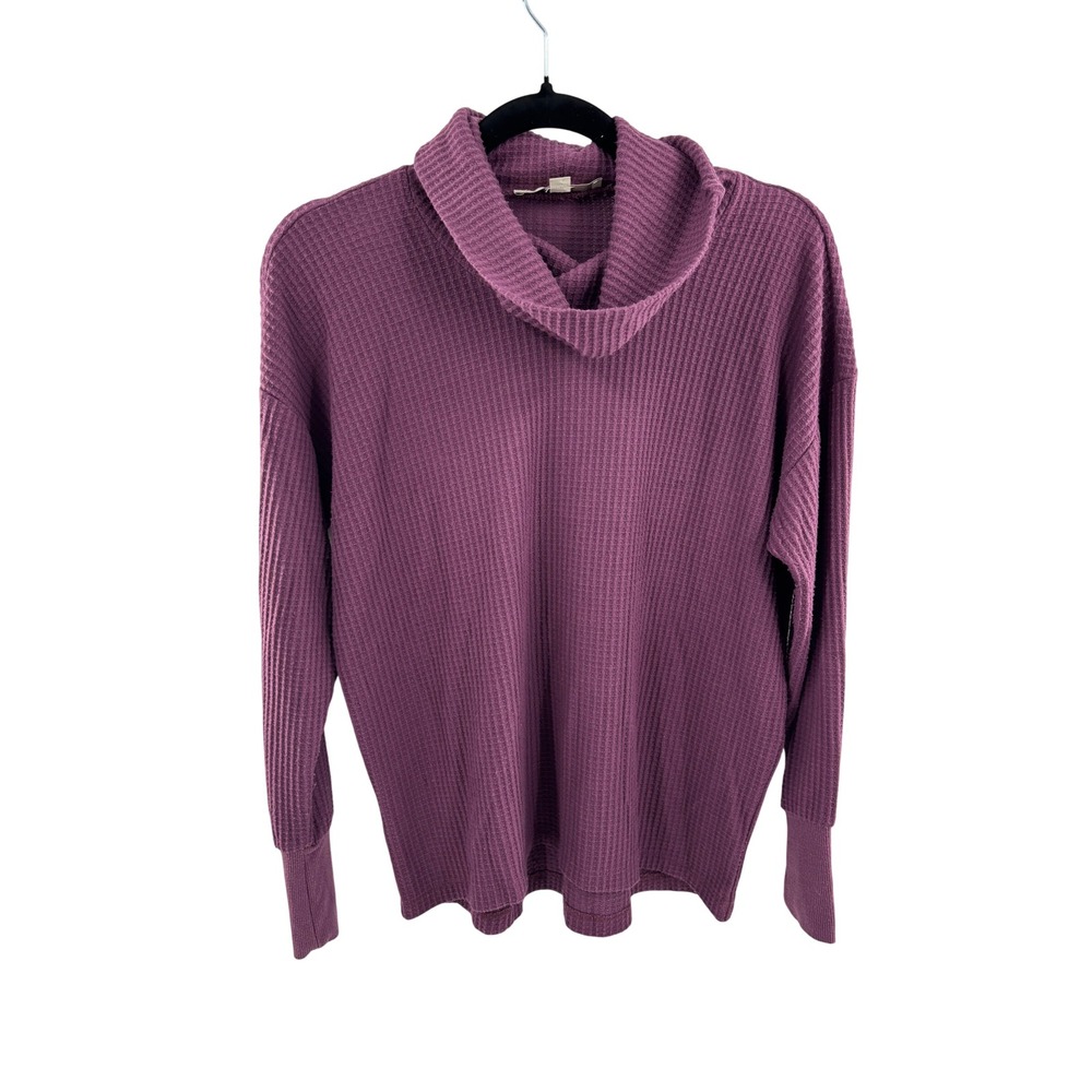 Loft Womens Plum Purple Waffle Knit Cowl Neck Sweater Size S Long Sleeve Top - Picture 1 of 4